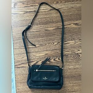 kate spade Black Pebbled Leather Crossbody Bag with Gold Hardware